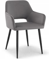 Krzesło velvetowe szare Olivia czarne nogi do salonu kuchni jadalni