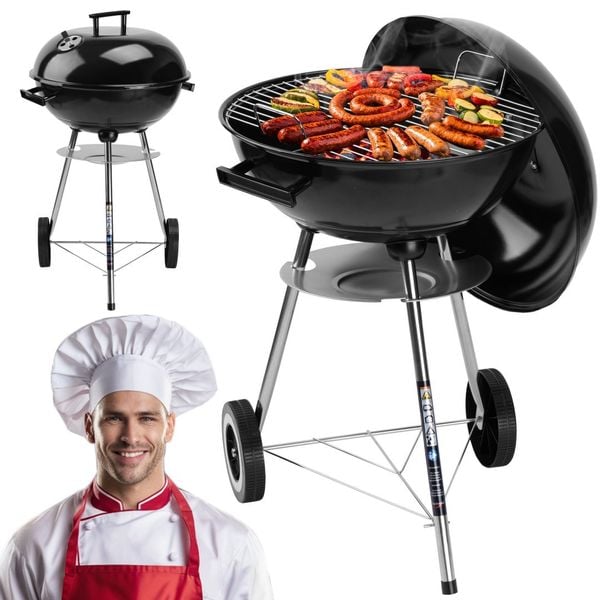 Grill węglowy ogrodowy RUND czarny zdjęcie 1