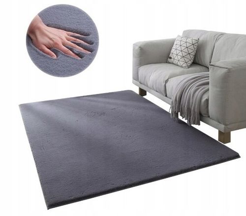 Dywan pluszowy ciemnoszary miękki rabbit futro królika 160x220 cm na Arena.pl