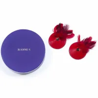 rianne s pasties birds red - ozdobne nakładki z piorami i kryształkami