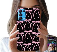 ETUI DO OPPO FIND X3 LITE - CZARNO RÓŻOWE WSTĄŻKI KOKARDKI WSTĄŻKA