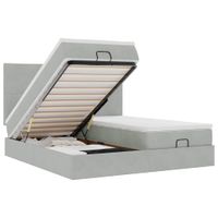 Rama łóżka otomana z materacami, szara, 200x200 cm, aksamit