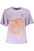 CAVALLI CLASS FIOLETOWY T-SHIRT DAMSKI Z KRÓTKIM RĘKAWEM XS EU
