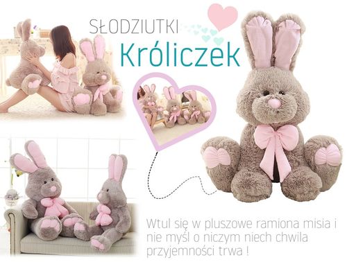 Duży królik Pluszowy 100cm na Arena.pl