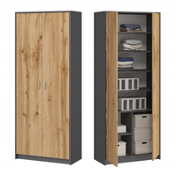 SZAFA DWUDRZWIOWA 74CM ANTRACYT/DĄB WOTAN REGAŁ ZAMKNIĘTY 74x35x180CM