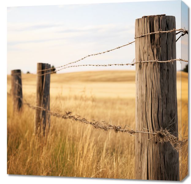 Obraz 70x70cm Płot na Polu zdjęcie 1