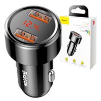 BASEUS SZYBKA ŁADOWARKA SAMOCHODOWA 6A 2x USB MOCNA 45W DO ZAPALNICZKI LED