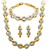 Złoty komplet biżuterii dwukolorowy z białymi cyrkoniami