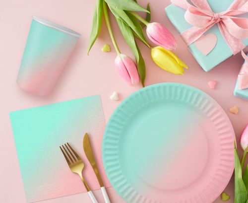 Kubeczki papierowe ombre różowo-niebieskie, 6 szt. na Arena.pl