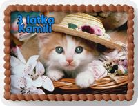 PROSTOKĄTNY OPŁATEK NA TORT A4 20x29CM - KOTEK KOTKI KOT + IMIĘ