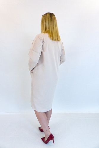 Oversizowa Sukienka Midi z Imitacji Zamszu z Kieszeniami Pudrowy Róż UNI na Arena.pl