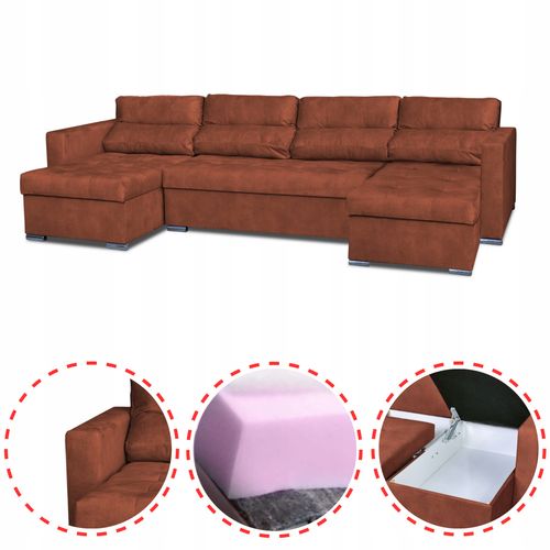 Narożnik Varius BIG rozkładany f spania pojemniki Family meble brąz na Arena.pl