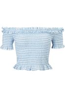 Miss Selfridge Marszczony Top Hiszpanka w Kratę - 34 / XS