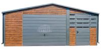 Garaz Blaszany 4,5x6m + Wiata 2m 2x Drzwi Okno Rynny drewnopodobny TS741