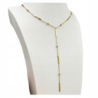 Naszyjnik złoty KRAWATKA kulki stal chirurgiczna szlachetna pozłacany DŁUGI