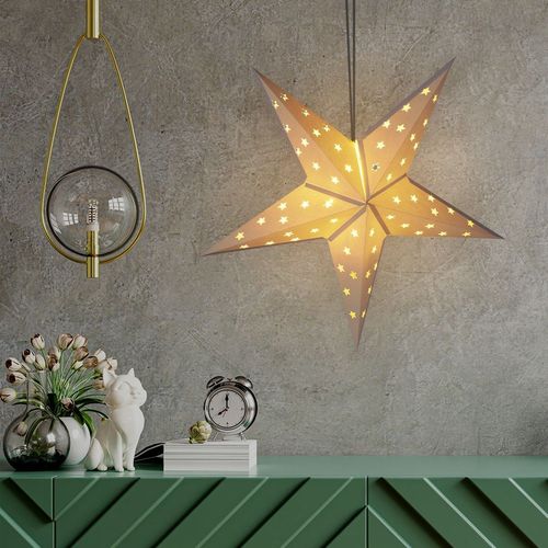 Gwiazda Świecąca Świąteczna Papierowa Biała Wisząca Lampa Sufitowa 60 cm na Arena.pl