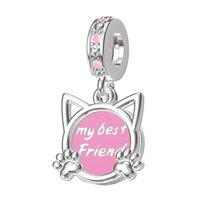 Zawieszka SREBRO 925 Charms Koralik My Best Friend Kotek Przyjaciółka