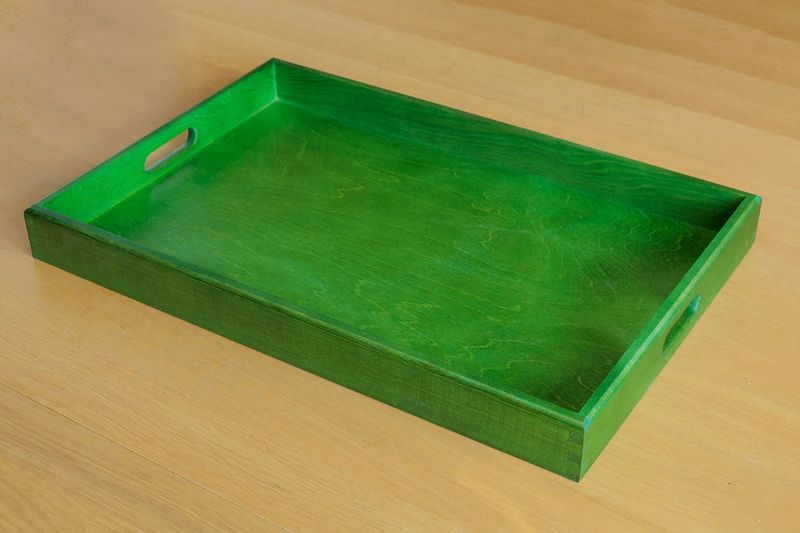 Duża, drewniana taca 60/40 cm, zielona zdjęcie 7