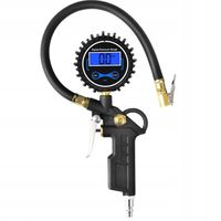 Pistolet CYFROWY do pompowania kół z manometr złączka wtyk 1/4" wąż 18 Bar