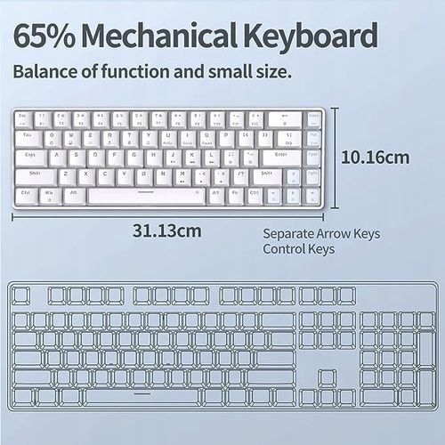Klawiatura mechaniczna gamingowa TMKB T68SE RGB Kabel USB-A do USB-C biała na Arena.pl