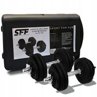 Hantle żeliwne 2x10kg walizka zestaw regulowany żeliwny 20kg gryf