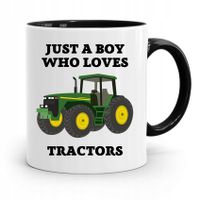 Kubek Czarny Dla Chłopaka A Boy Who Loves Tractors Z Nadrukiem Ze Zdjęciem