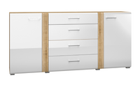 Komoda Duża 2D4SZ 190 cm Dąb Castello + Biały Połysk ABIGO ML