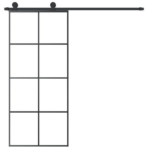 Drzwi przesuwne z osprzętem, 90x205 cm, szkło ESG i aluminium na Arena.pl