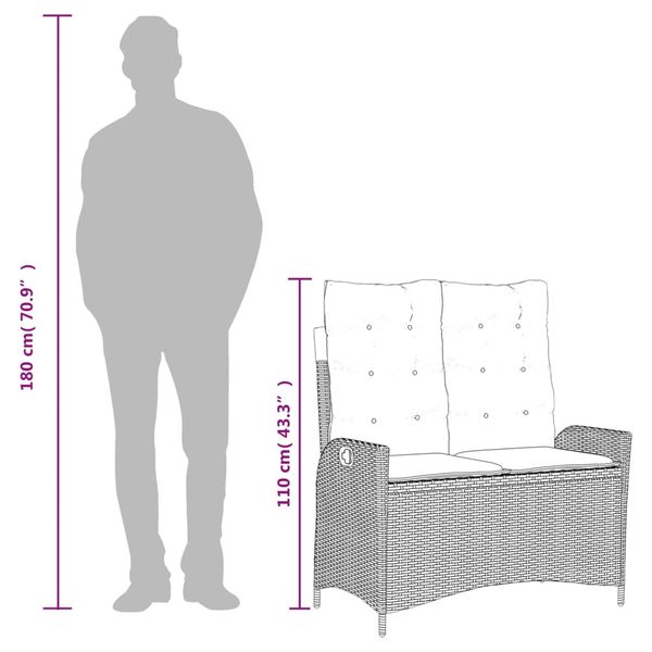 2-cz. zestaw mebli ogrodowych z poduszkami, beżowy, polirattan zdjęcie 11