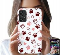 ETUI DO SAMSUNG GALAXY A53 5G - PSIE ŁAPKI NA BIAŁYM TLE, PIES, KOT, MIŚ