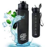 butelka na wodę, sportowy bidon matowy 750ml czarny ecarla sports bd48