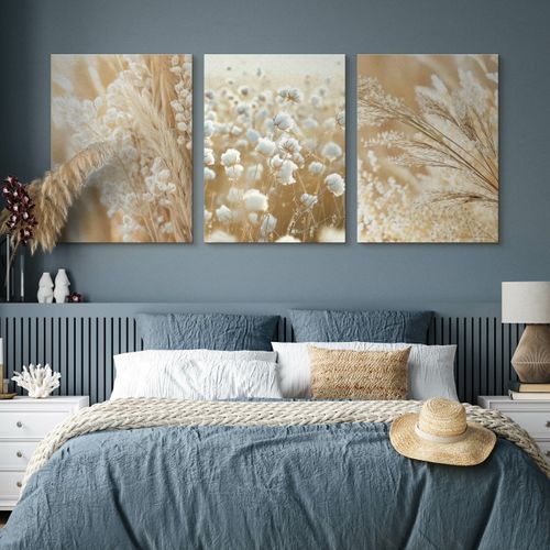 Obrazy Do Salonu Set Trawa Pampasowa Bawełna Boho Natura 90cm x 40cm na Arena.pl