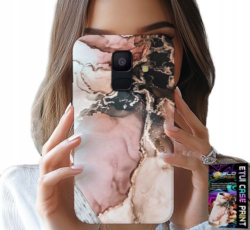 ETUI DO SAMSUNG A6 2018 - ELEGANCKI MARMUREK MODNE WZORY + SZKŁO na Arena.pl