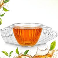 6x Szklanki Ryflowane do Kawy Herbaty Napojów Zestaw Komplet Szklanek 240ml
