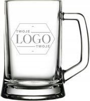 Szklany Kufel z Logo Personalizowany Grawer reklama TWOJE logo 50 sztuk