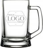 Szklany Kufel z Logo Personalizowany Grawer reklama TWOJE logo 50 sztuk