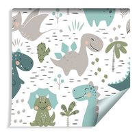 Tapeta Dla Dzieci - Dinozaury Drzewa Kaktusy
