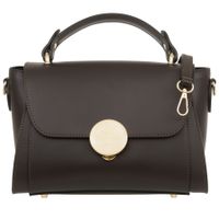 VERA PELLE torebka damska skórzana kuferek z paskiem V710 c.brązowa