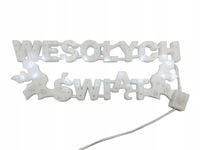 NAPIS ZIMNO BIAŁY WESOŁYCH ŚWIĄT ŚWIECĄCY LED Z PROGRAMATOREM 8 FUNKCJI