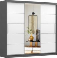 Szafa przesuwna ASTRA 233x61 SZARY/BIAŁY+LUSTRO półki pojemna PRODUCENT