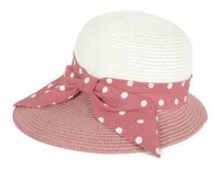 Kapelusz Damski Słomkowy Plażowy Letni z Kokardą Elegancki Retro Regulowany