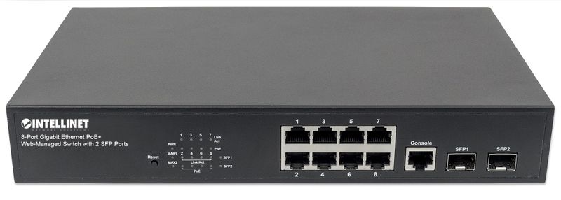 INTELLINET SWITCH ZARZĄDZALNY GIGABIT 8x POE+ 140W 802.3AT/AF, 2x SFP zdjęcie 3