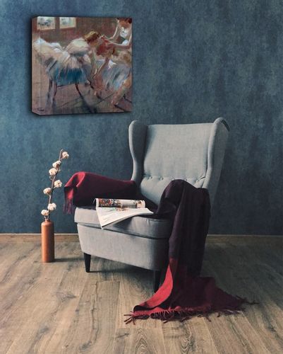 Three Dancers Preparing for Class, Edgar Degas - obraz na płótnie 30x30 cm na Arena.pl