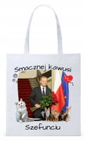 Donald Tusk Platforma Torba Eco Biała Shopper Z Nadrukiem Ze Zdjęciem