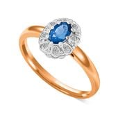 pierścionek z szafirem i diamentami dowolne złoto 585 różowe 10