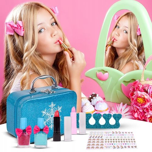 KUFEREK KOSMETYKÓW ZESTAW DO MAKIJAŻU I PAZNOKCI ŚNIEŻYNKA DLA DZIECI na Arena.pl