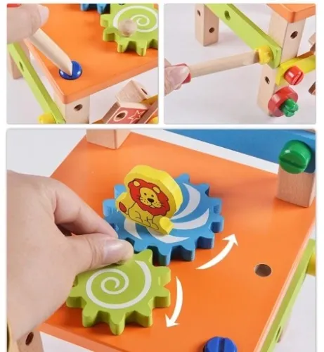 Drewniane krzesło montażowe Montessori klocki na Arena.pl