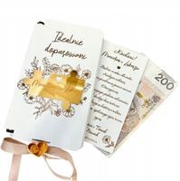 PUDEŁKO NA PIENIĄDZE ŚLUB PREZENT PAMIĄTKA KARTKA WESELE GRAWER ZŁOTY