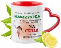 Kubek Dla Masażystki Czerwony Z Uszkiem W Kształcie Serca Na Prezent