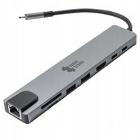 Hub USB-C 8w1 HDMI RJ45 Power Deliwery Czytnik Kart Spacetronik adapter